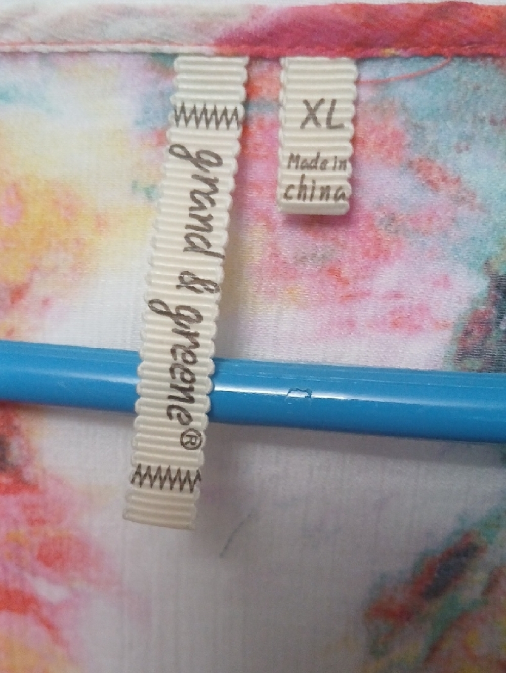 grand & greene Watercolor Tie-Front Top in Pink, Blue & Yellow - Picture 2 of 8